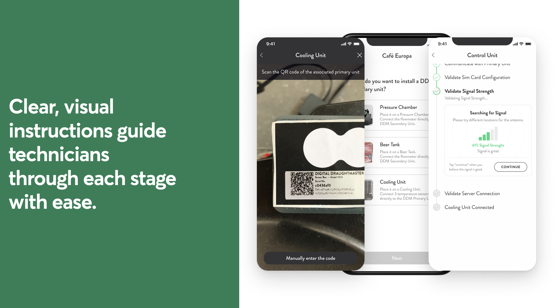 Technician App — QR installation and fault triage