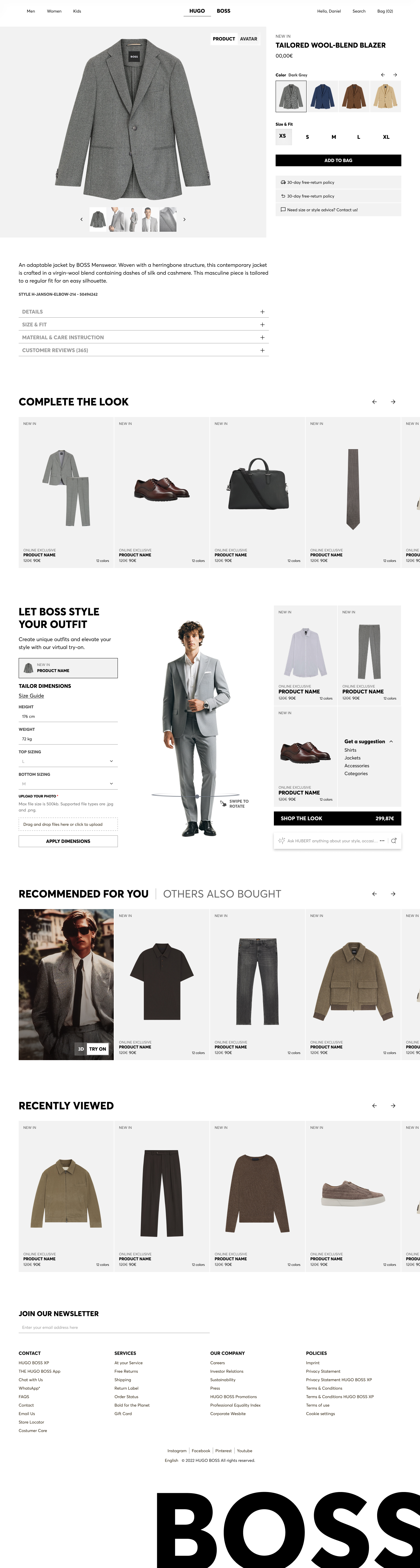 Hugo Boss — PDP with virtual try-on and outfit builder