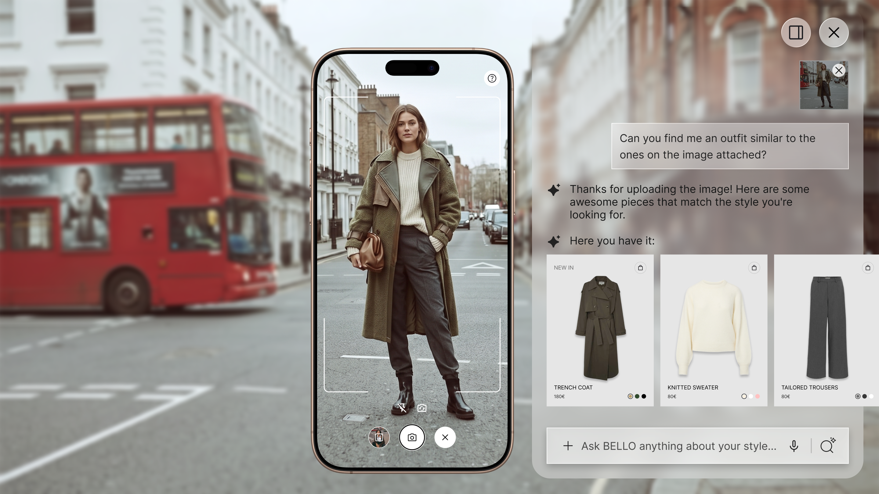 BELLO Visual Search — camera-based outfit finder on mobile